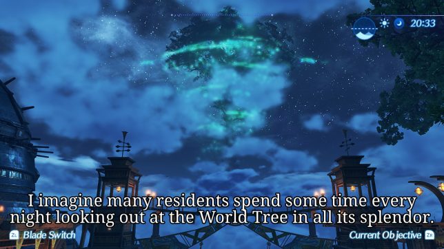 Image: A view of the glowing World Tree through some clouds.
Text: I imagine many Torigoth residents spend some time every night looking out at the World Tree in all its splendor.