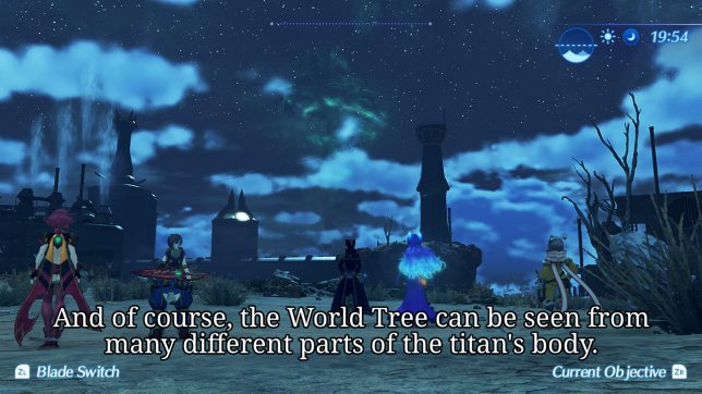 Image: A view of the World Tree from Mor Ardain.
Text: And of course, the World Tree can be seen from many parts of the titan's body.